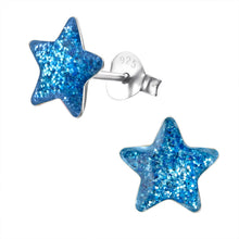 Load image into Gallery viewer, Sterling Silver Glitter Star Earrings
