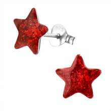 Load image into Gallery viewer, Sterling Silver Glitter Star Earrings
