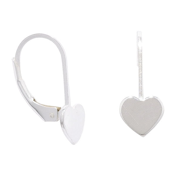 Silver Heart Drop Earrings