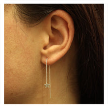 Load image into Gallery viewer, Silver Star Pull Through Earring
